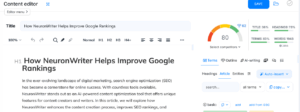 how neuronwriter helps improve google rankings - analysis details NEURONwriter - powered by CONTADU
