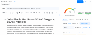 who should use neuronwriter bloggers seos & agencies - analysis details NEURONwriter - powered by CONTADU